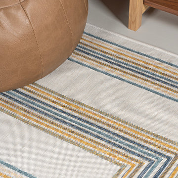Argo Classic Nautical Mitre Stripe Reversible Machine-Washable Indoor/Outdoor Area Rug